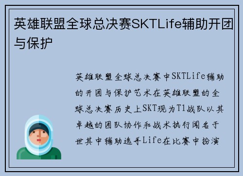 英雄联盟全球总决赛SKTLife辅助开团与保护